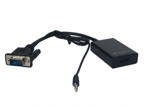 Convertidor cable vga macho a hdmi + audio caja verde